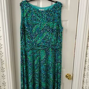 Laura Jeffries size 20W teal sleeveless dress
